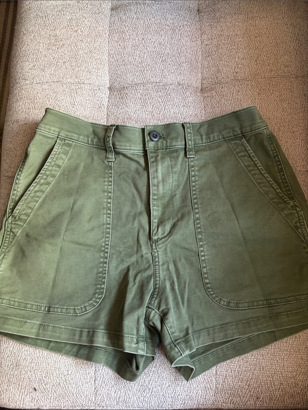 Madewell Olive Green High-Waist Utility Shorts